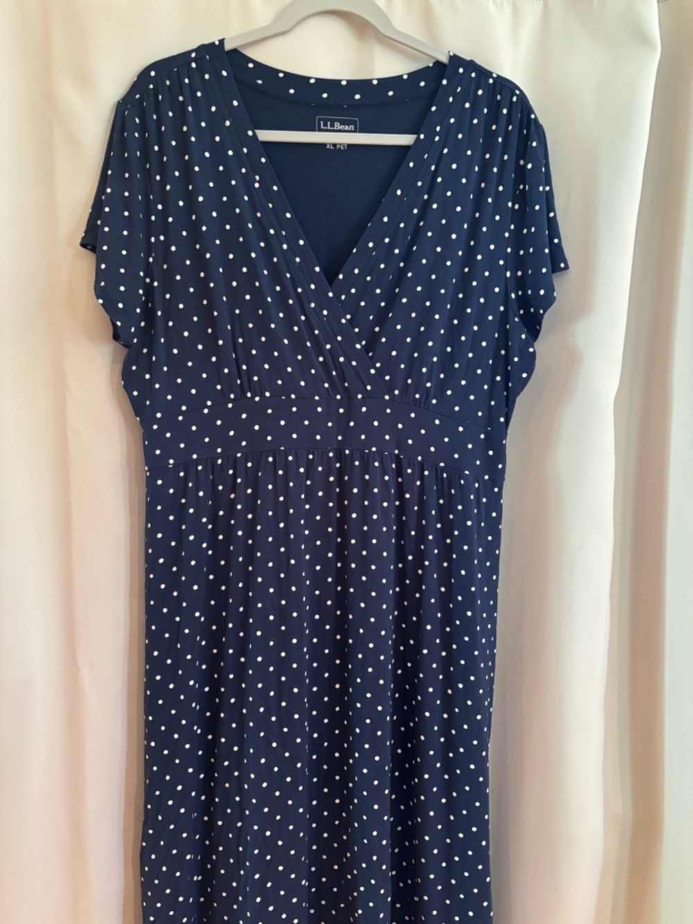L.L. Bean Navy with White Polka Dot Top